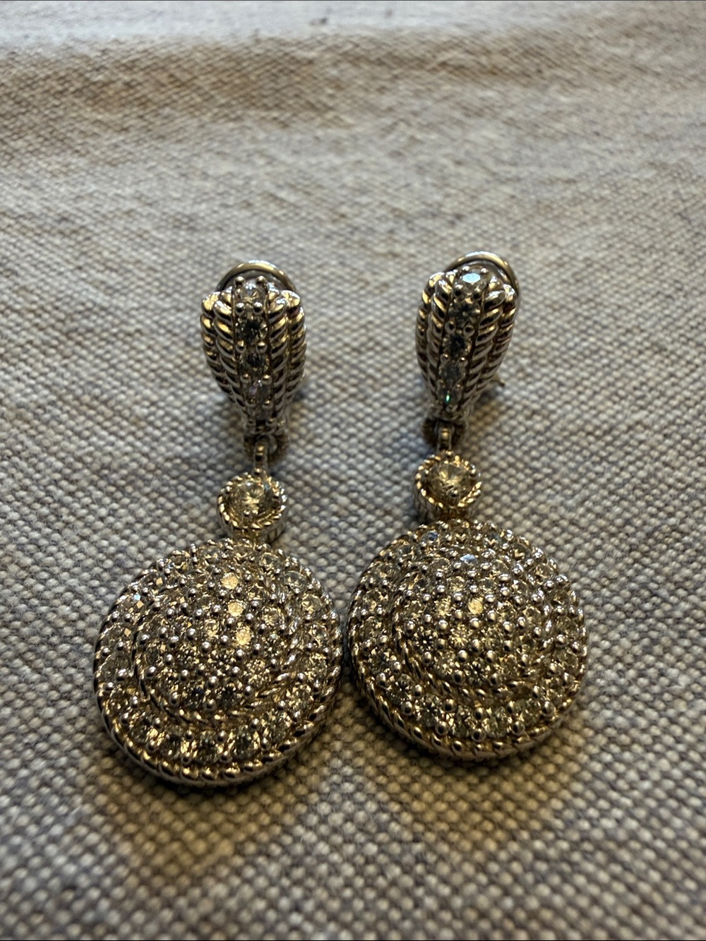 Judith Ripka Sterling silver double-drop earrings with CZs